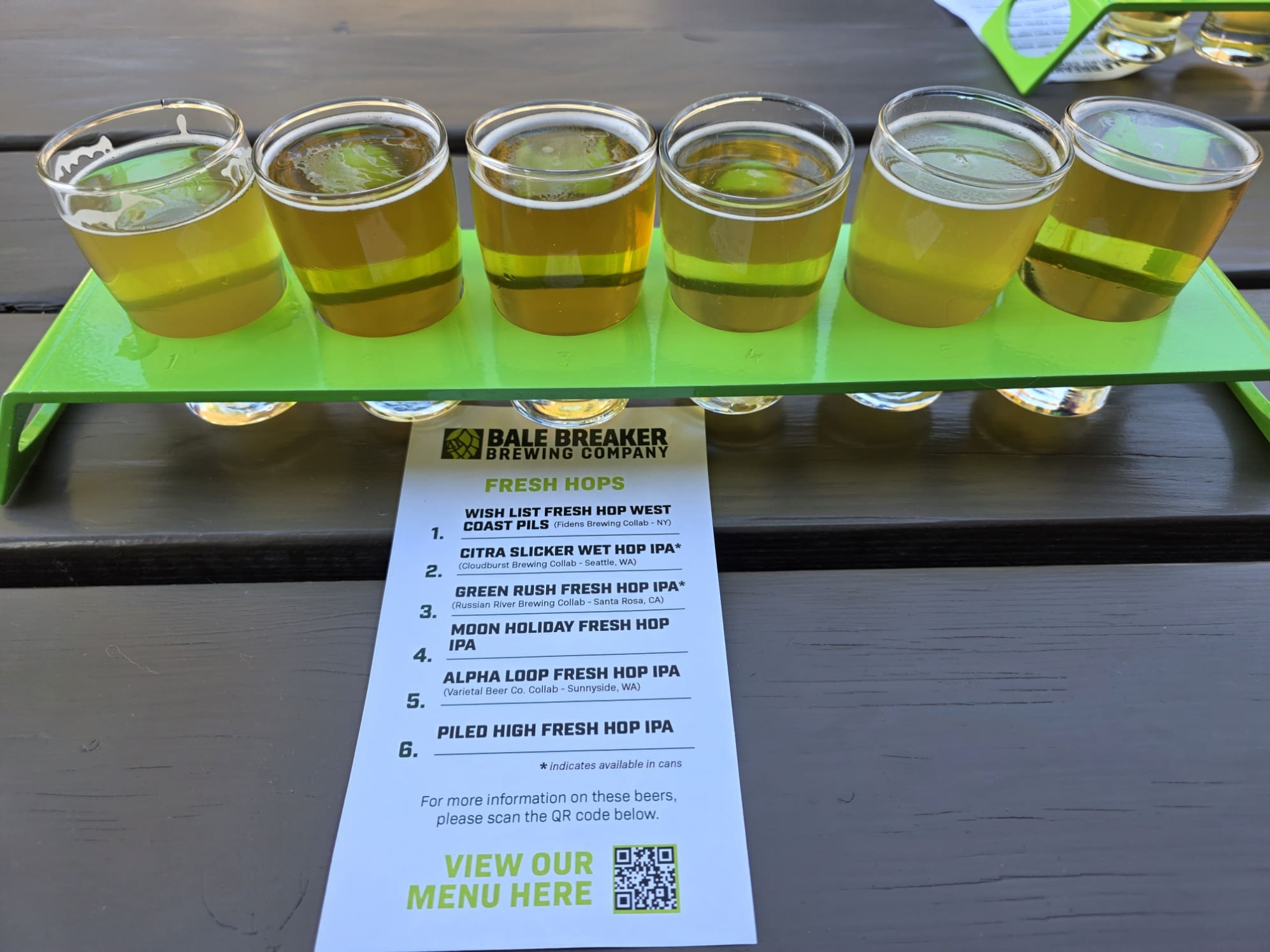 Wee Tried the Fresh Hop Flight at Bale Breaker