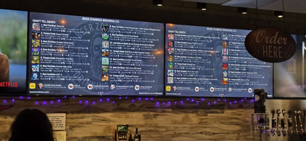 Tap List at Beer Zombies