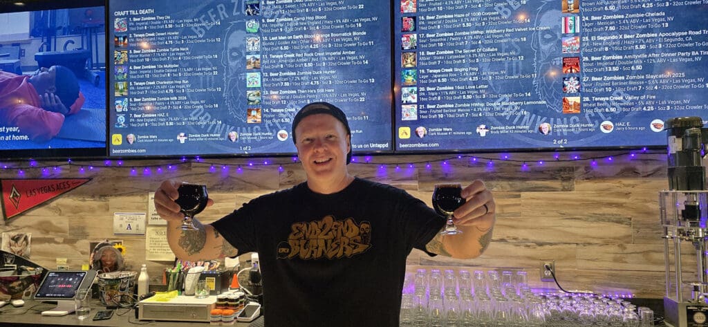 Beer Zombies Chris Jacobs serving Amityville After Dinner Party
