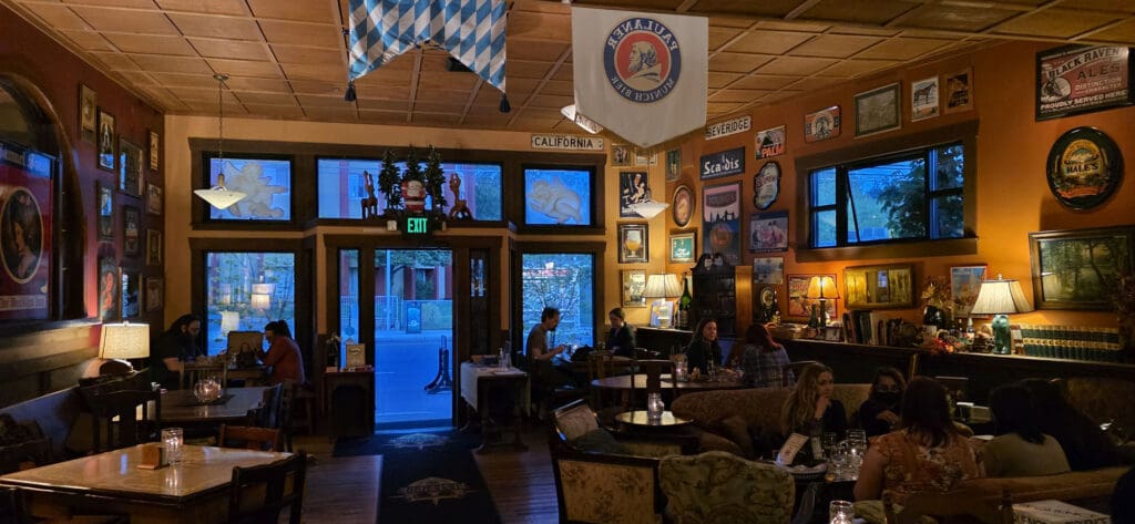 3 shots capturing the warm, inviting interior of Beverage Place Pub
