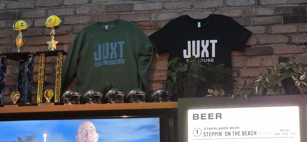 Juxt Taphouse in Bellingham picture of their merch