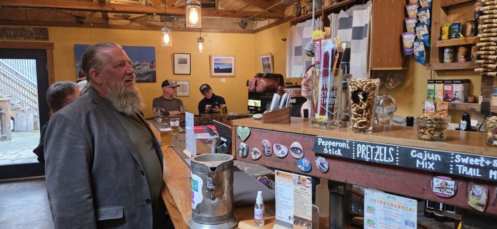 Stones Throw Brewing with Brady Ordering at Bar
